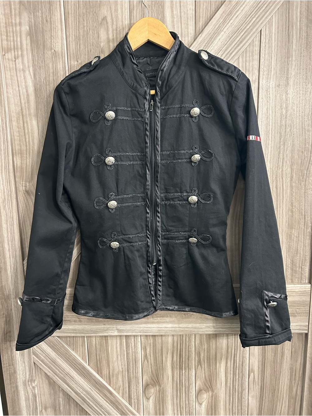 Criminal Damage Black Military Parade Jacket Goth Steampunk - Sz L Fitted